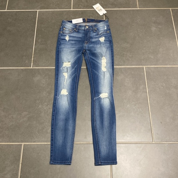7 for all mankind the Ankle super skinny jeans. 24 inch waist. Size 00. NWT - Picture 5 of 6